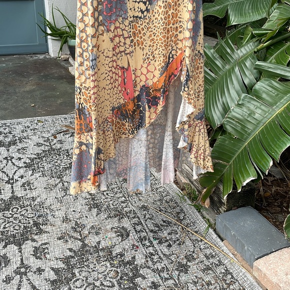 COPY - Elegant Multicolor assymetric animal print  Wrap Dress - Picture 4 of 7